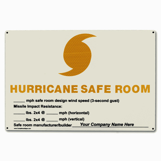 FEMA Hurricane Safe Room Safe Room Design Wind Speed Sign NHE-25788