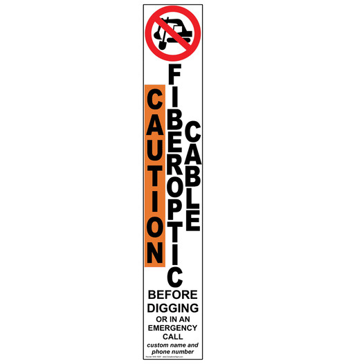 Caution Fiberoptic Buried Cable Label for Pipeline / Utility NHE-16087