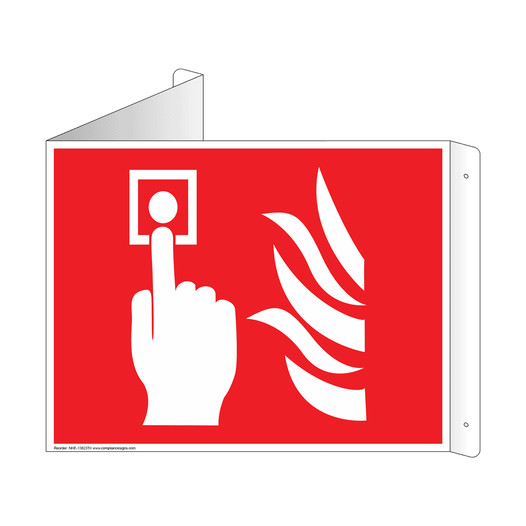Red Triangle-Mount [Graphic Only] FIRE ALARM Sign With Symbol NHE-13823Tri