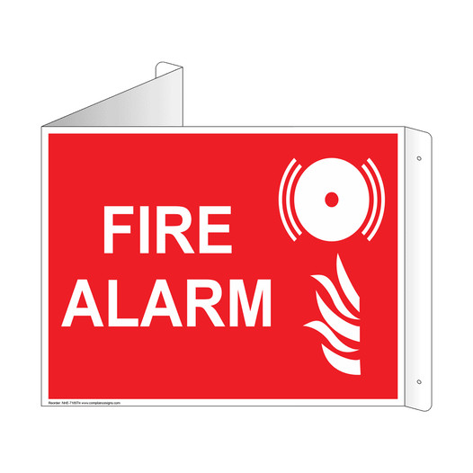 Red Triangle-Mount FIRE ALARM Sign With Symbol