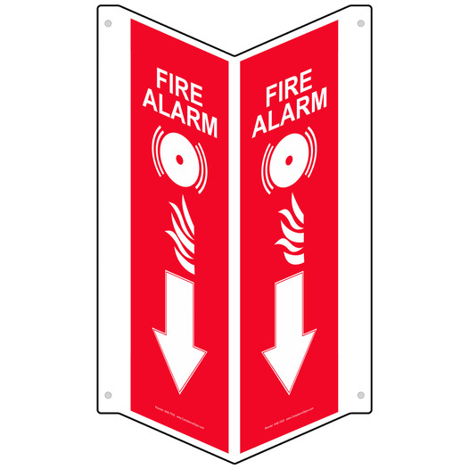 Red Triangle-Mount FIRE ALARM Sign With Symbol NHE-7535Tri