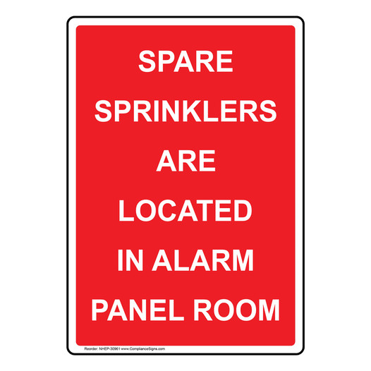 Portrait Spare Sprinklers Are Located In Alarm Sign NHEP-30961