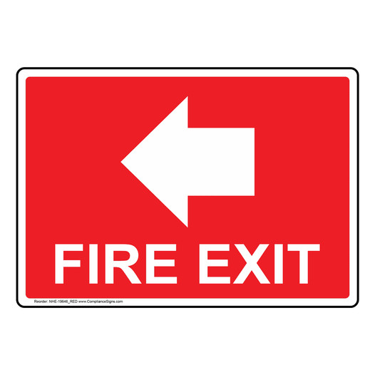 Fire Exit [With Left Arrow] Sign NHE-19646_RED