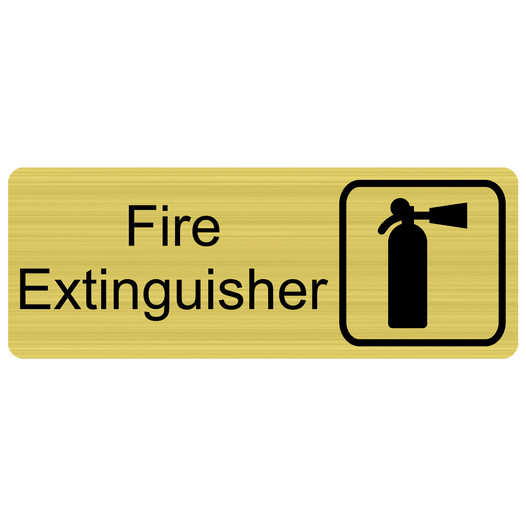 Gold Engraved Fire Extinguisher Sign with Symbol EGRE-345-SYM_Black_on_Gold