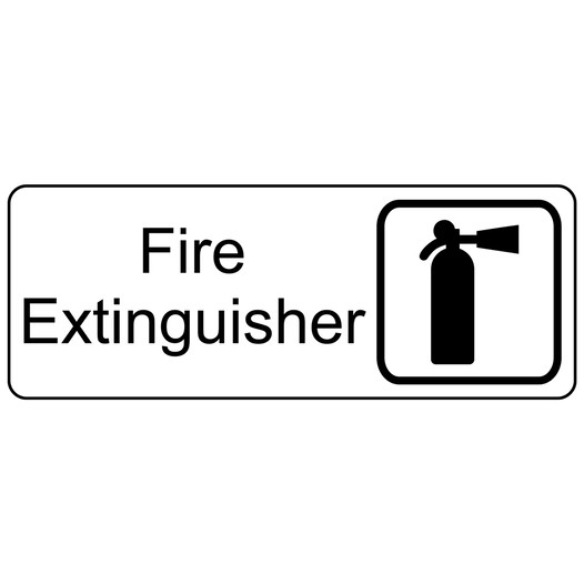 White Engraved Fire Extinguisher Sign with Symbol EGRE-345-SYM_Black_on_White