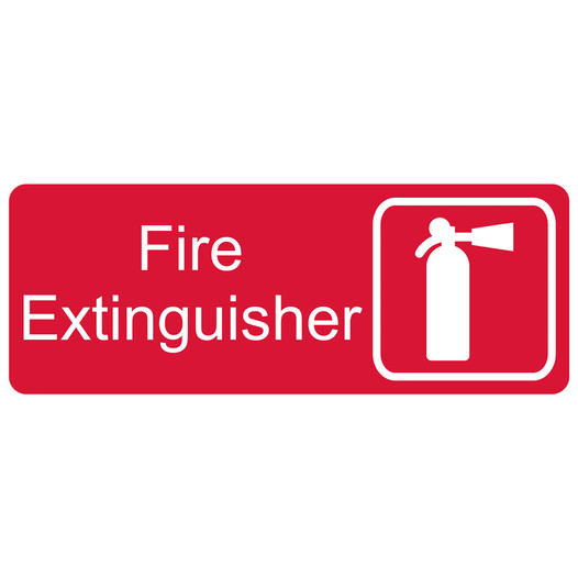 Red Engraved Fire Extinguisher Sign with Symbol EGRE-345-SYM_White_on_Red