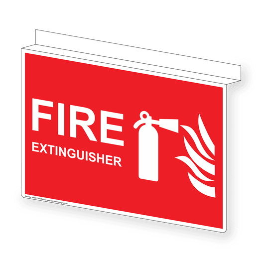 Red Ceiling-Mount FIRE EXTINGUISHER Sign NHE-13847Ceiling