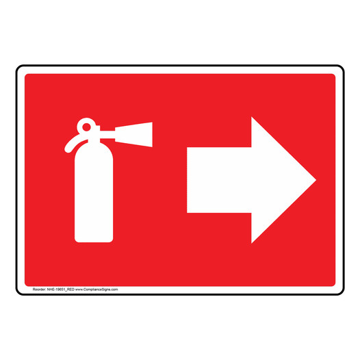 Pictogram Fire Extinguisher [With Right Arrow] Sign NHE-19651_RED