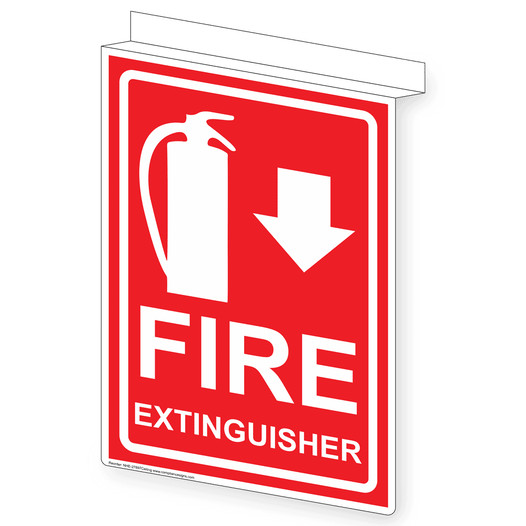 Red Ceiling-Mount FIRE EXTINGUISHER Sign NHE-27897Ceiling