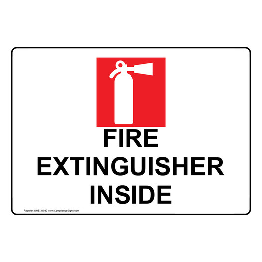 Fire Extinguisher Inside Sign With Symbol NHE-31033