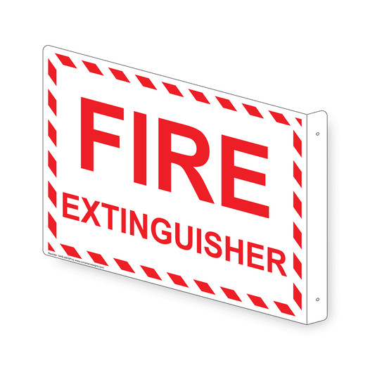 Projection-Mount White FIRE EXTINGUISHER Sign NHE-6830Proj