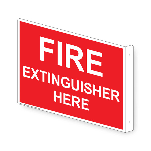 Projection-Mount Red FIRE EXTINGUISHER HERE Sign NHE-6831Proj