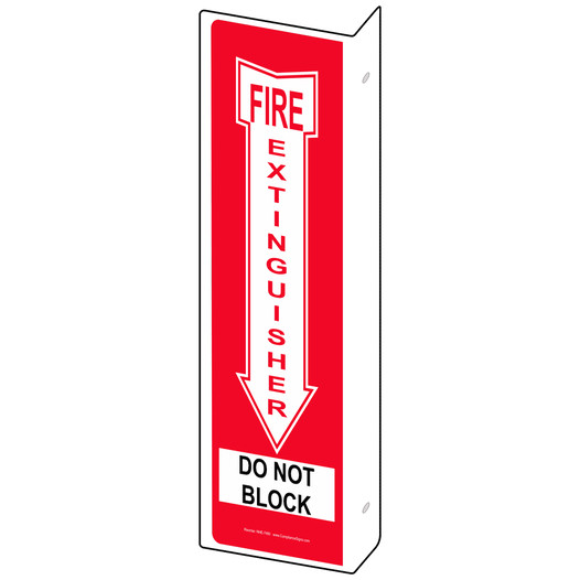 Projection-Mount White FIRE EXTINGUISHER DO NOT BLOCK Sign NHE-7480Proj