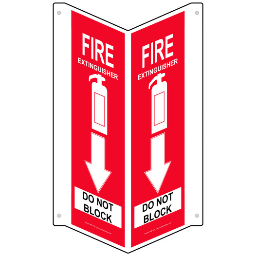 Red Triangle-Mount FIRE EXTINGUISHER DO NOT BLOCK Sign With Symbol NHE-7485Tri