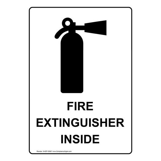 Portrait Fire Extinguisher Inside Sign With Symbol NHEP-30907