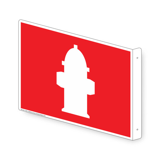 Projection-Mount Red [Graphic Only] FIRE HYDRANT Sign With Symbol NHE-13853Proj