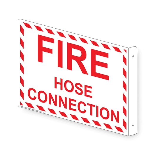 Projection-Mount White FIRE HOSE CONNECTION Sign