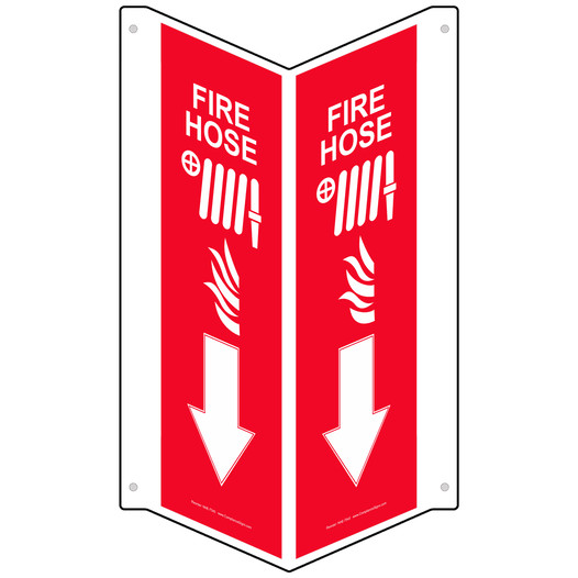 Red Triangle-Mount FIRE HOSE Sign With Symbol NHE-7545Tri