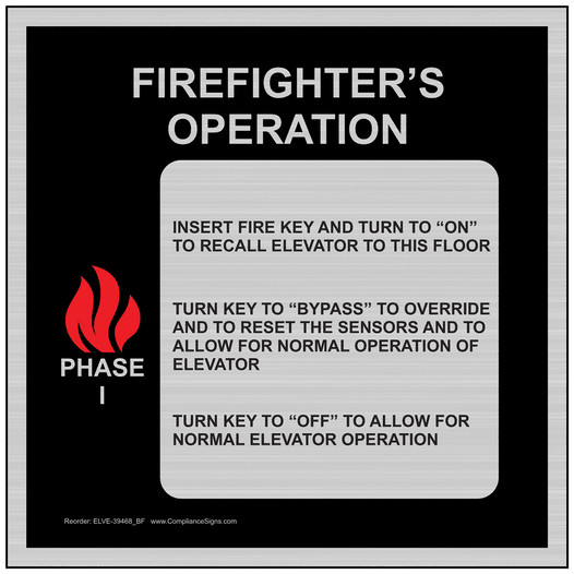 Silver Firefighters Operation Phase I Insert Fire Sign ELVE-39468_BF
