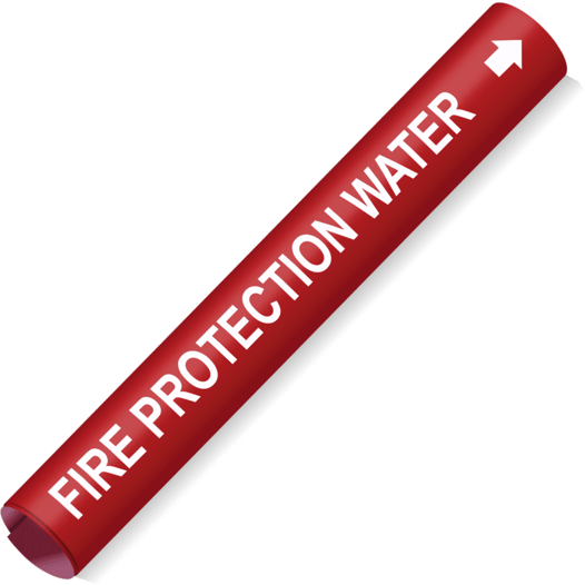 Coiled White-on-Red Fire Protection Water Pipe Marker CS623600