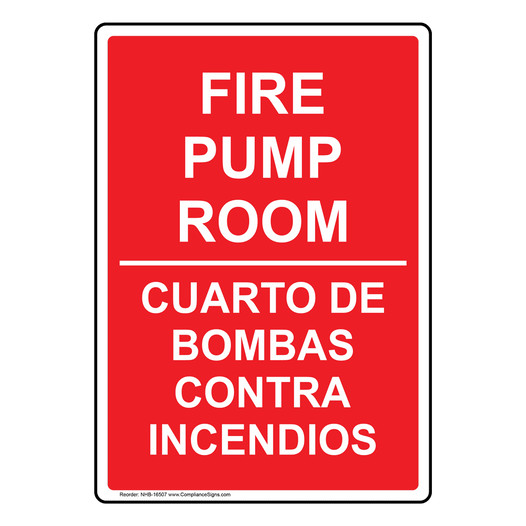 Fire Pump Room Bilingual Sign NHB-16507