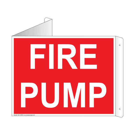 Red Triangle-Mount FIRE PUMP Sign NHE-16506Tri