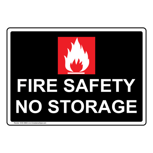 Fire Safety No Storage Sign With Symbol NHE-30802