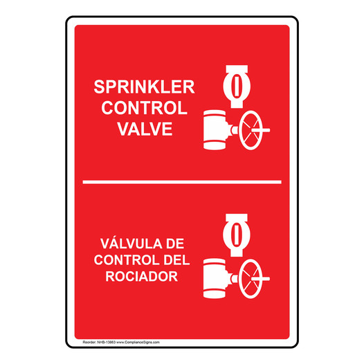 Sprinkler Control Valve Bilingual Sign NHB-13863