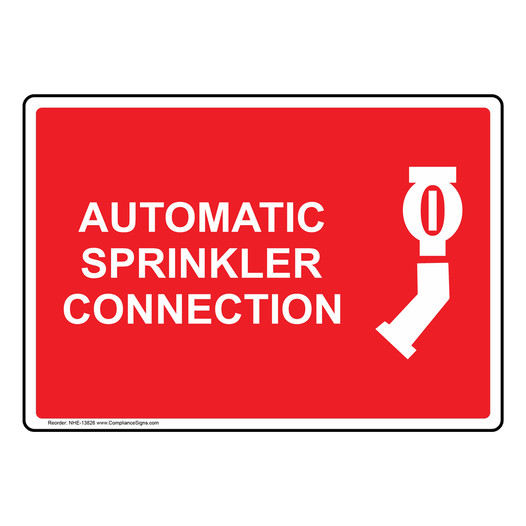 Automatic Sprinkler Connection Sign With Symbol NHE-13826