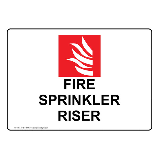 Fire Sprinkler Riser Sign With Symbol NHE-31044