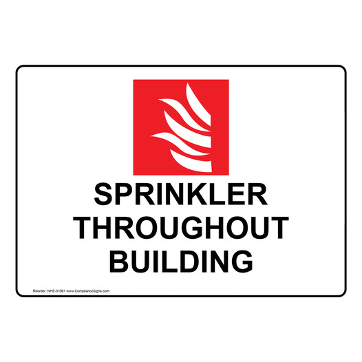 Sprinklers Throughout Building Sign With Symbol NHE-31061