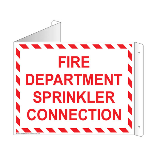 White Triangle-Mount FIRE DEPARTMENT SPRINKLER CONNECTION Sign NHE-6780Tri