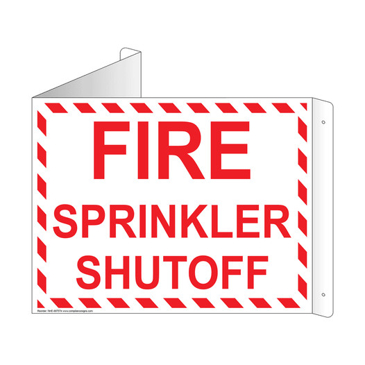 White Triangle-Mount FIRE SPRINKLER SHUTOFF Sign