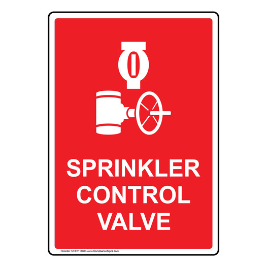 Sprinkler Control Valve Sign With Symbol NHEP-13863