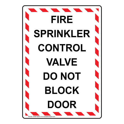 Portrait Fire Sprinkler Control Valve Do Not Sign NHEP-30916
