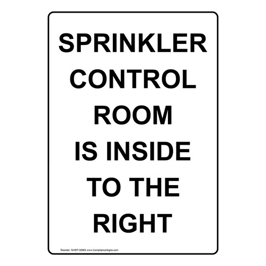 Portrait Sprinkler Control Room Is Inside To The Right Sign NHEP-30965