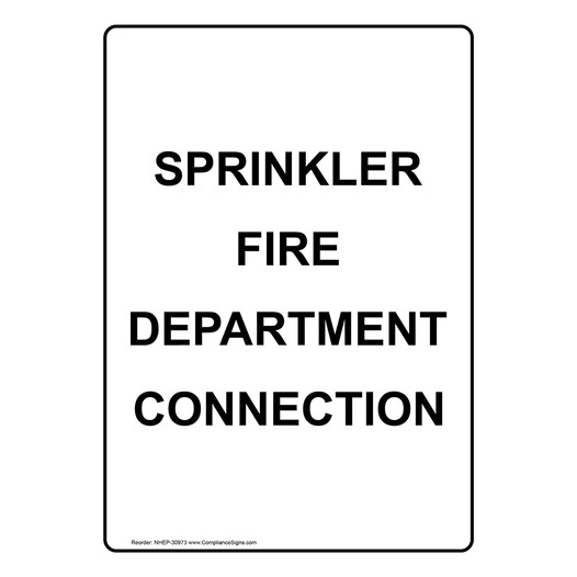 Portrait Sprinkler Fire Department Connection Sign NHEP-30973