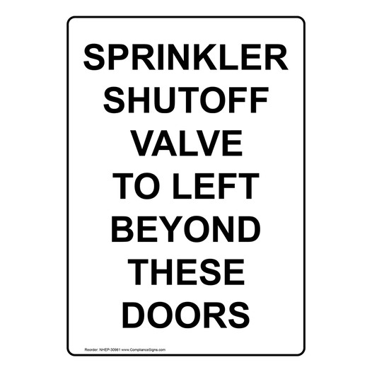 Portrait Sprinkler Shutoff Valve To Left Beyond Sign NHEP-30981