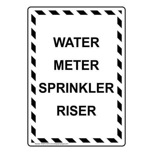 Portrait Water Meter Sprinkler Riser Sign NHEP-31010