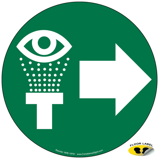 Eye Wash With Right Arrow Floor Label NHE-18761