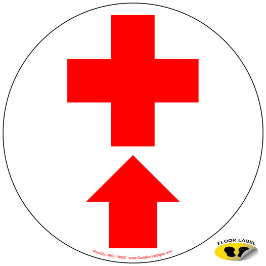 First Aid With Up Arrow Floor Label NHE-18822