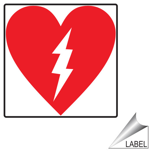AED Heart Defibrillator Symbol Label for Emergency Response LABEL_SYM_130-R