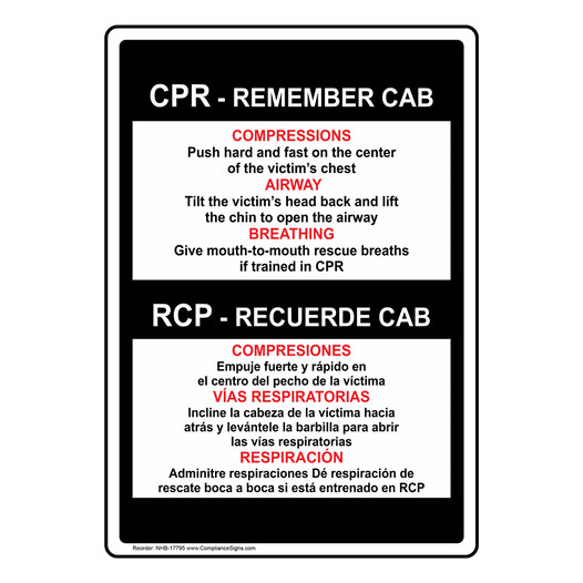 CPR - Remember CAB Bilingual Sign NHB-17795