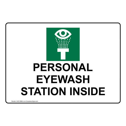 Personal Eyewash Station Inside Sign With Symbol NHE-30864