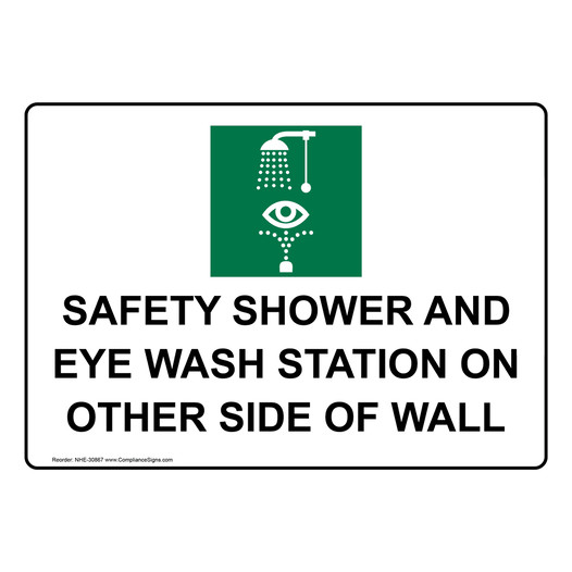 Safety Shower And Eye Wash Station Sign With Symbol NHE-30867