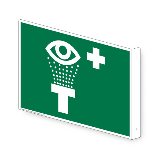 Projection-Mount Green [Graphic Only] EYEWASH Sign With Symbol NHE-7240Proj