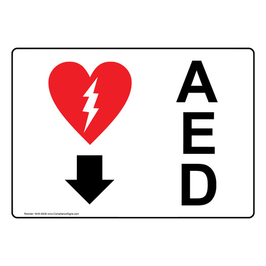 AED With Down Arrow Sign NHE-9436