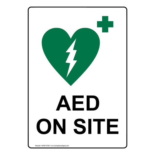 Portrait AED On Site Sign With Symbol NHEP-27551