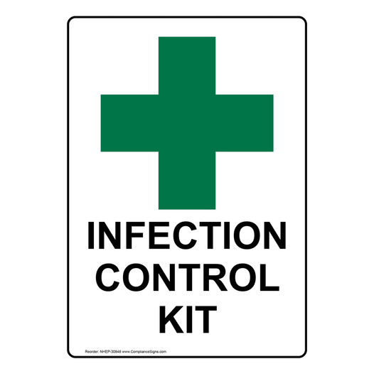 Portrait Infection Control Kit Sign With Symbol NHEP-30848