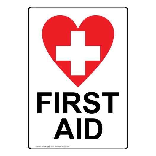 Portrait First Aid Sign With Symbol